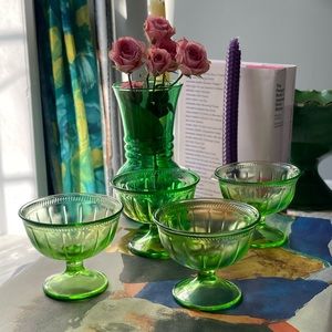 Four depression era Federal sherbet glasses